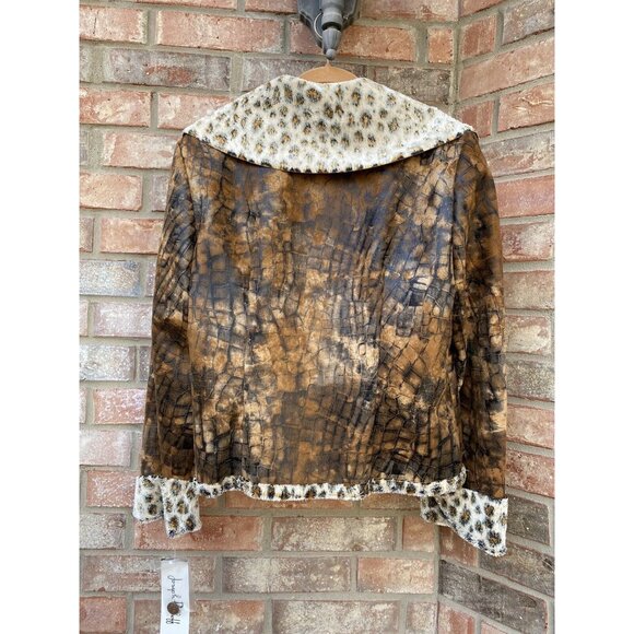 Womens 16 Tiger Cheetah 2 Button Brown Luxury Mob Wife Jacket by Joseph Ribkuff - Picture 4 of 13